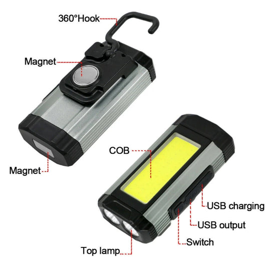 E-SMARTER K011 USB Rechargeable Repair Light With Magnet COB Strong Light Flashlight, Style: B Simple Red by E-SMARTER