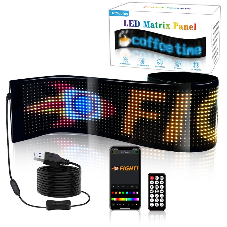 LED Flexible Screen Advertising Large Screen Supports APP Bluetooth Control 35.4 x 7.6 Inch USB - Car Monitor by buy2fix | Online Shopping UK | buy2fix