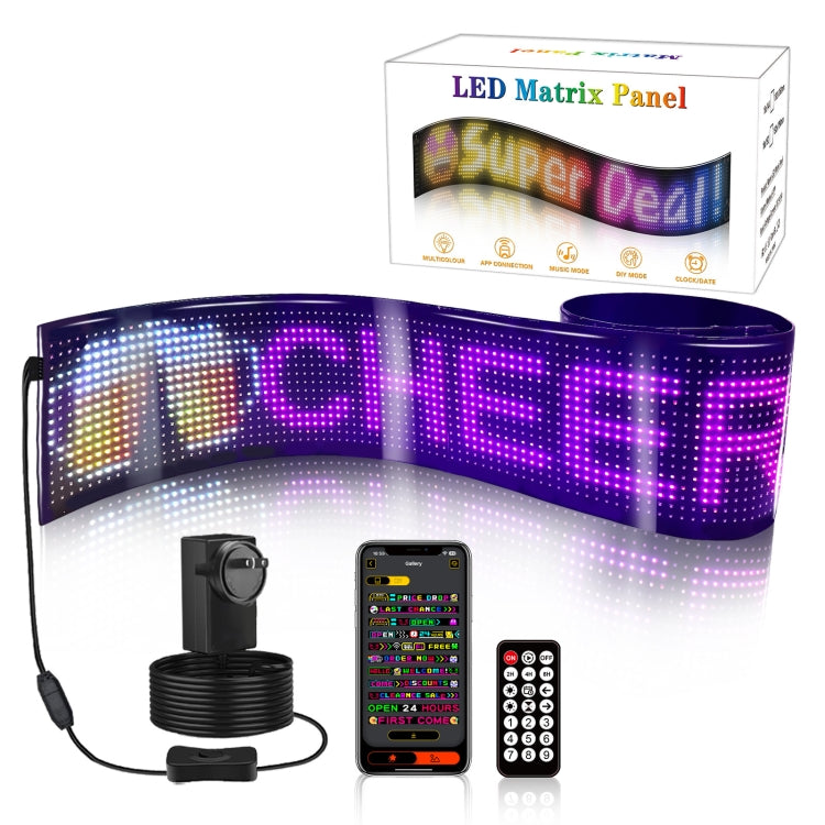 LED Flexible Screen Advertising Large Screen Supports APP Bluetooth Control 52.4 x 7.6 Inch US Plug - Car Monitor by buy2fix | Online Shopping UK | buy2fix