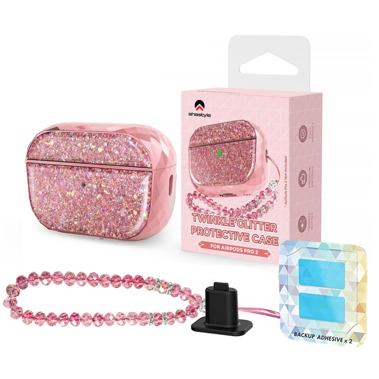 For AirPods Pro 2 AhaStyle PT119 Wireless Earphone Split Electroplated Protective Case(Pink) - For AirPods Pro 2 by AhaStyle | Online Shopping UK | buy2fix