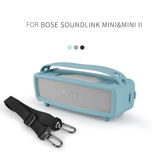For Bose SoundLink Mini 1/2 Speaker Silicone Cover With Shoulder Strap Carrying Case(Black) - Protective Case by buy2fix | Online Shopping UK | buy2fix