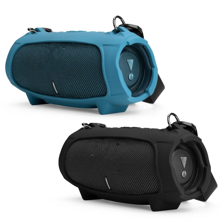 For JBL Charge 5 Speaker Silicone Case with Shoulder Strap Carrying Bag(Blue) - Protective Case by buy2fix | Online Shopping UK | buy2fix