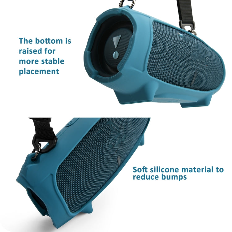 For JBL Charge 5 Speaker Silicone Case with Shoulder Strap Carrying Bag(Blue) - Protective Case by buy2fix | Online Shopping UK | buy2fix