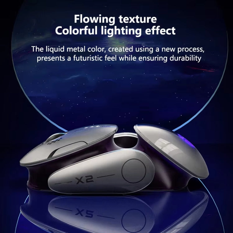Inphic X2 Bluetooth Wireless Mouse Tri-Mode Silent Rechargeable Office Gaming Laptop Mouse(Liquid Metal Gray) - Wireless Mice by Inphic | Online Shopping UK | buy2fix