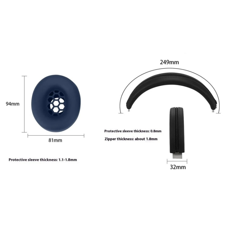 For Beats Studio Pro Headphones Silicone Ear Cushion + Headband Cover Set(Deep Blue) - Earmuff & Pad by buy2fix | Online Shopping UK | buy2fix