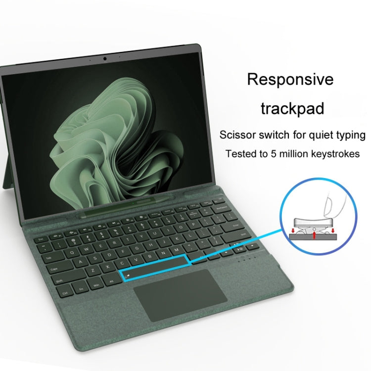 For Microsoft Surface Pro 8 / 9 / X Bluetooth Keyboard Magnetic Tablet Wireless Touch Backlit Keyboard With Pen Slot(Green) - Others Keyboard by buy2fix | Online Shopping UK | buy2fix