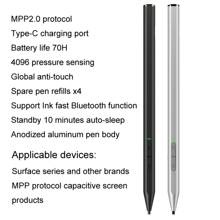C582S For Microsoft Surface Stylus Pen Anti-Mistouch 4096 Pressure Sensitive Touch Pen Support lnk Bluetooth Function(Silver) - Stylus Pen by buy2fix | Online Shopping UK | buy2fix