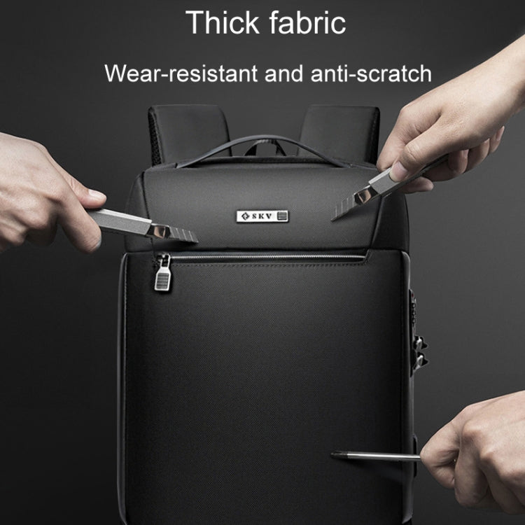 SKV B20453 Men Business Casual Multifunctional Double Shoulder Bag Large Capacity Laptop Backpack(Blue) - Backpack by SKV | Online Shopping UK | buy2fix