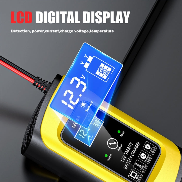 FOXSUR 12V8A SUV Car Motorcycle Intelligent Repair Type Lead-acid Battery Charger(US Plug) - Battery Charger by FOXSUR | Online Shopping UK | buy2fix