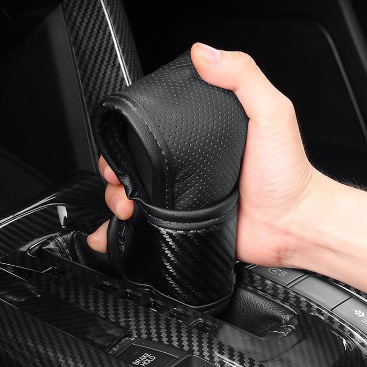 Car Automatic Universal Perforated Breathable Cowhide Side Opening Shift Cover, Style: A-Black by buy2fix