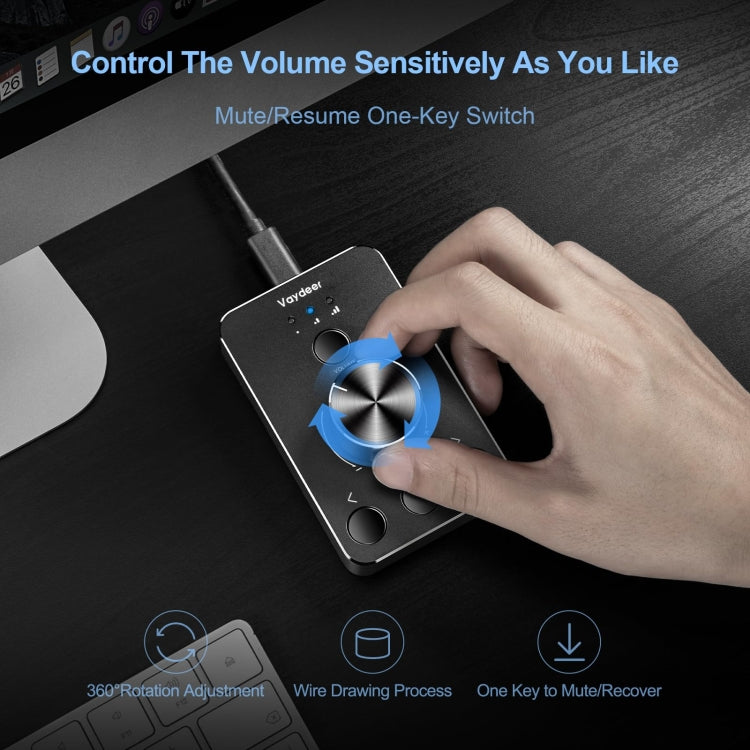 Vaydeer JP2011 USB Computer Volume Adjustment Controller Desktop Multimedia Rotary Button(Type-C) - USB Sound by Vaydeer | Online Shopping UK | buy2fix