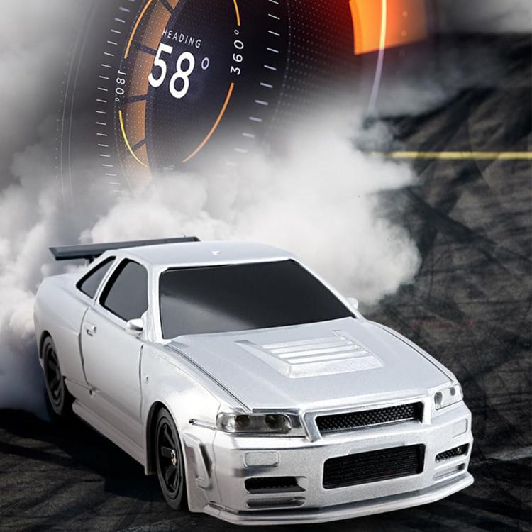 1:43 Full Scale Mini 4WD Drifting Charging Remote Control Car, Color: 4304G Silver GTR With Gyroscope - RC Cars by buy2fix | Online Shopping UK | buy2fix