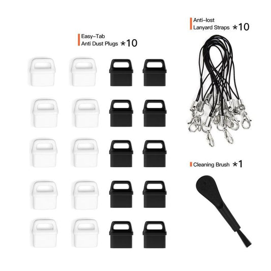 USB-C Charging Port Phone Dust Plug Lanyard Cleaning Brush Set(White) - Anti-dust & Ear Caps by buy2fix | Online Shopping UK | buy2fix