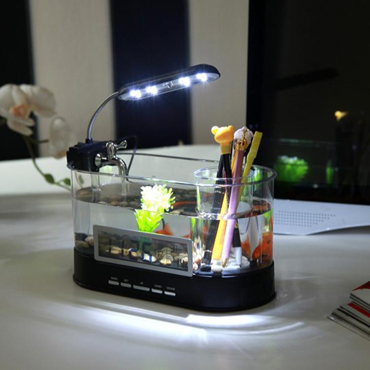 1.8L LED Light Desktop Water Flow Mini Fish Tank Home Turtle Tank Self-Circulating Aquarium(Black) - Fish Tanks & Accessories by buy2fix | Online Shopping UK | buy2fix