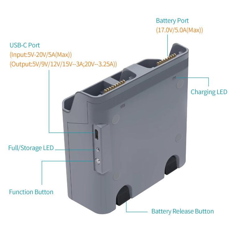For DJI Air 3S /Air 3 YX Two-Way Charger Battery Manager(Light Gray) - Other by YX | Online Shopping UK | buy2fix
