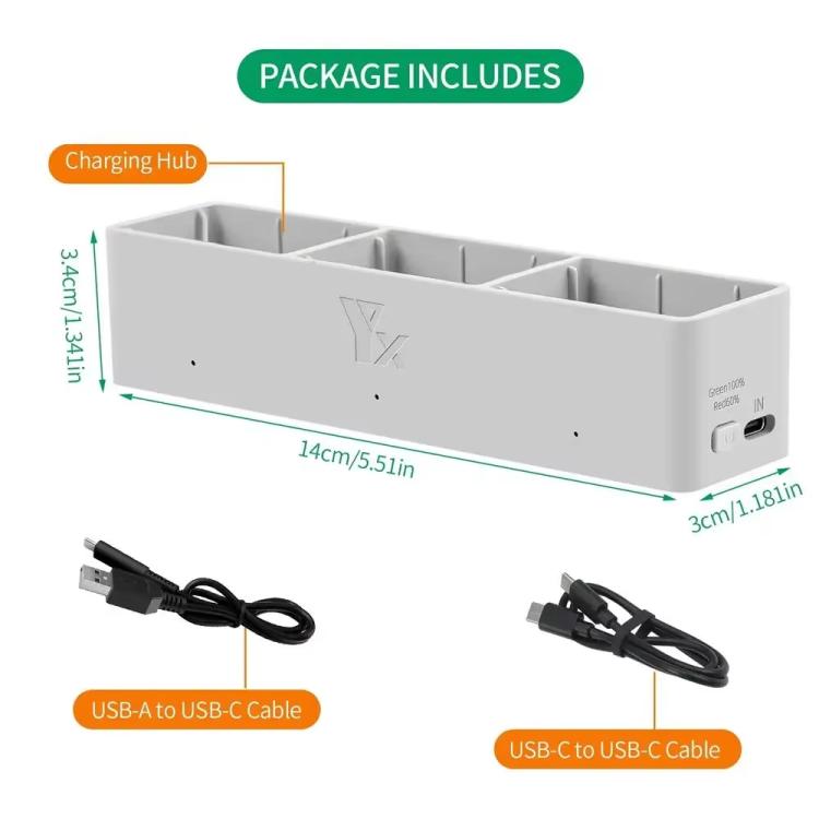 For DJI Avata 2 YX Charger 3-way Charging Butler Supports PD 65W(Silver Gray) - Other by YX | Online Shopping UK | buy2fix