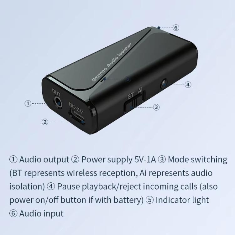Bluetooth 5.4 Audio Common Ground Isolator Receiver Anti-interference Noise Reducer - Live Sound Effects Processors by buy2fix | Online Shopping UK | buy2fix