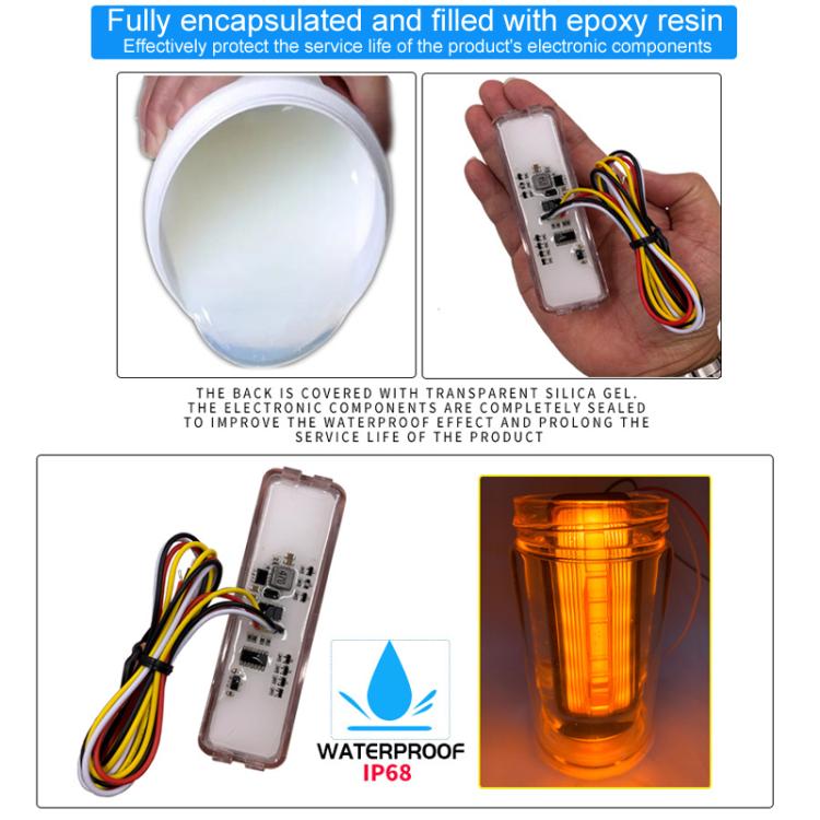 2pcs 28LED Bi-Color High Brake Tail Lights Turn Signal Lights For Sweeper / RV / Van / Truck Modification(White Shell Red+Yellow Light) - Brake Lights by buy2fix | Online Shopping UK | buy2fix