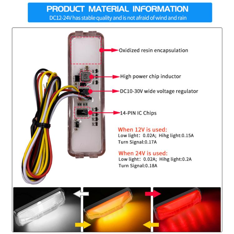2pcs 28LED Bi-Color High Brake Tail Lights Turn Signal Lights For Sweeper / RV / Van / Truck Modification(White Shell Red+Yellow Light) - Brake Lights by buy2fix | Online Shopping UK | buy2fix