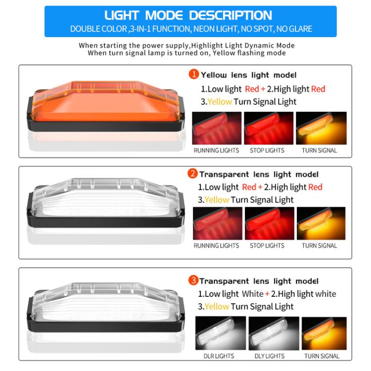 2pcs 28LED Bi-Color High Brake Tail Lights Turn Signal Lights For Sweeper / RV / Van / Truck Modification(White Shell Red+Yellow Light) - Brake Lights by buy2fix | Online Shopping UK | buy2fix
