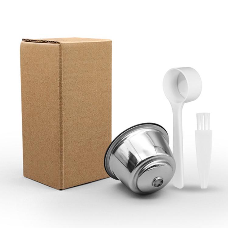 For Dolce Gusto Coffee Maker Stainless Steel Reusable Coffee Capsule Shell, Style: Capsule+Brush And Scoop - Coffee Machine Parts by buy2fix | Online Shopping UK | buy2fix
