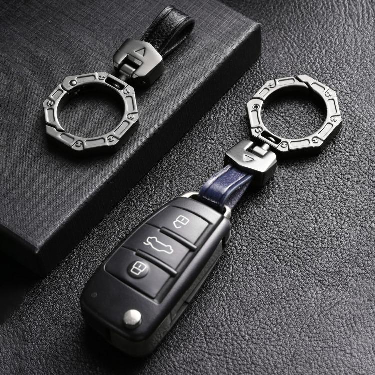 Hallmo Business Zinc Alloy Top-Layer Cowhide Key Chain Car Key Anti-Lost Pendant(Red) by Hallmo