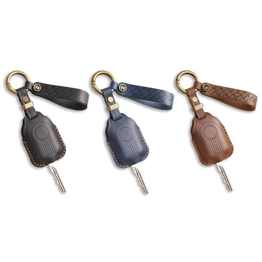 Hallmo For Peugeot Django 150 Motorcycle Natural Cowhide Key Protective Cover(Balck) by Hallmo