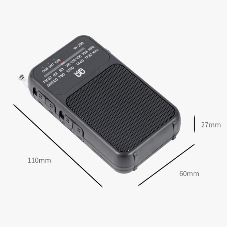 W-209 Mini Portable Rechargeable / Battery Dual-mode Powered Pointer FM Radio with Flashlight(White) - Radio Player by buy2fix | Online Shopping UK | buy2fix