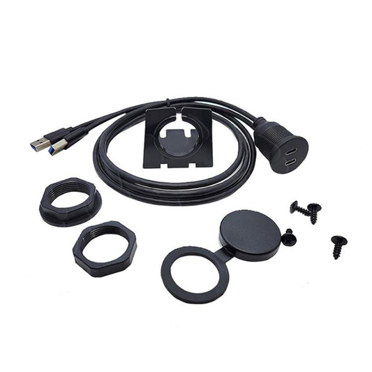 1m Dual Type-C 3.0 Female To USB A Male Car Waterproof Cable Modified Panel Extension Cord - DIY Cables by buy2fix | Online Shopping UK | buy2fix