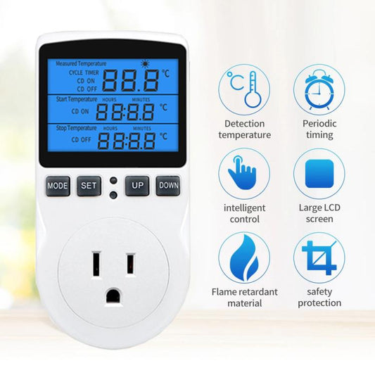 Backlight Smart Digital Thermostat Countdown Temperature Control Switch Socket Timing Temperature Controller US Plug - Smart Socket by buy2fix | Online Shopping UK | buy2fix