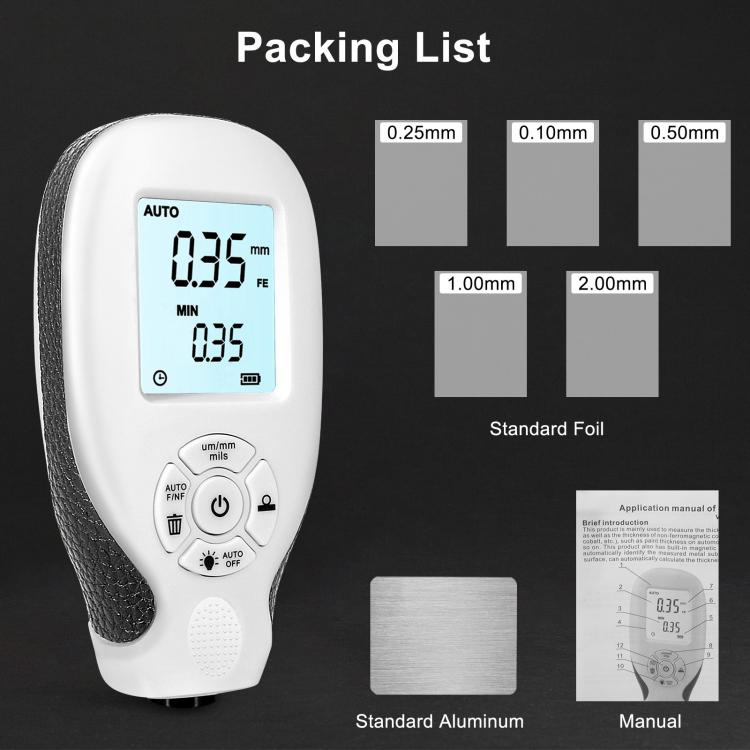 High-Precision Anti-Slip Paint Coating Thickness Gauge(White) - Coating Thickness Gauge by buy2fix | Online Shopping UK | buy2fix