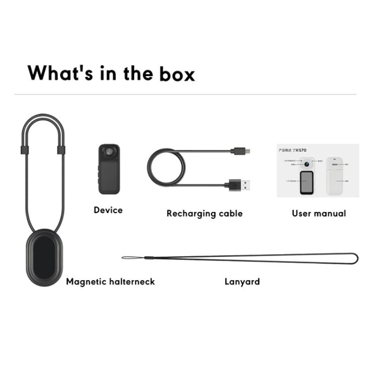 Anytek S70 Magnetic Thumb Sports Camera HD Outdoor Portable Riding Camera(Black) - Video Cameras by Anytek | Online Shopping UK | buy2fix