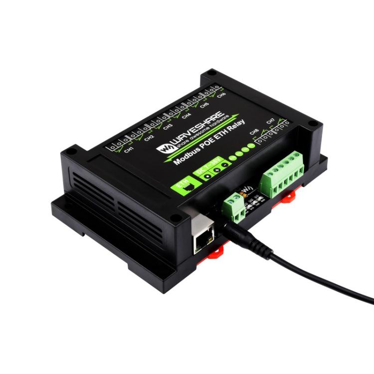 Waveshare 24964 Industrial 8-ch Ethernet Relay Module, PoE Port Communication(Modbus POE ETH Relay) - Relay Module by Waveshare | Online Shopping UK | buy2fix