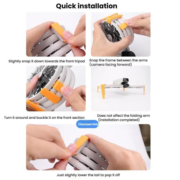 For DJI Flip CQT 4 In 1 Drone Folding Booster Stand Scratch and Wear Resistant Landing Protective Bracket(Black) - Other by CQT | Online Shopping UK | buy2fix