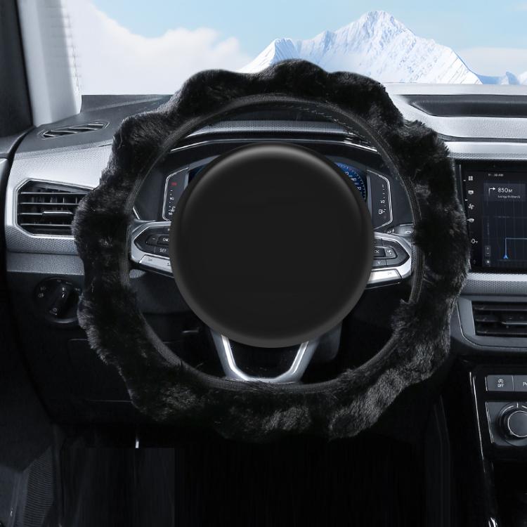38cm Plush Soft Warm Car Steering Wheel Cover Without Inner Ring(Black) - Steering Wheel Accessories by buy2fix | Online Shopping UK | buy2fix