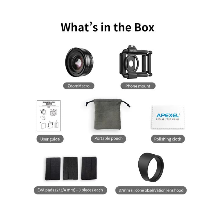 APEXEL APL-ZM100 10X-20X Fixed Focus Macro Cell Phone Lens For HD Close-up Photography(Black) - Macro & Wide-angle by APEXEL | Online Shopping UK | buy2fix