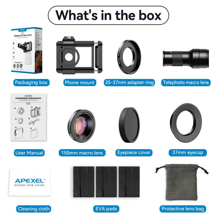 APEXEL APL-TM6 Portable 6X Telephoto Macro 2 In 1 Cell Phone Lens - Telescope & Microscope by APEXEL | Online Shopping UK | buy2fix