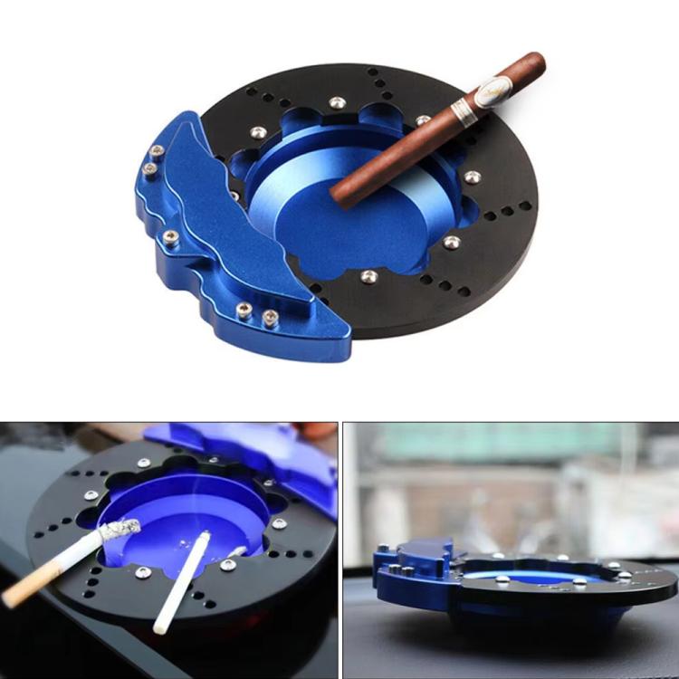 Car All-Aluminum Brake Disc Ashtray, Size: Non-rotating(Blue Black Edge) - Ashtrays by buy2fix | Online Shopping UK | buy2fix