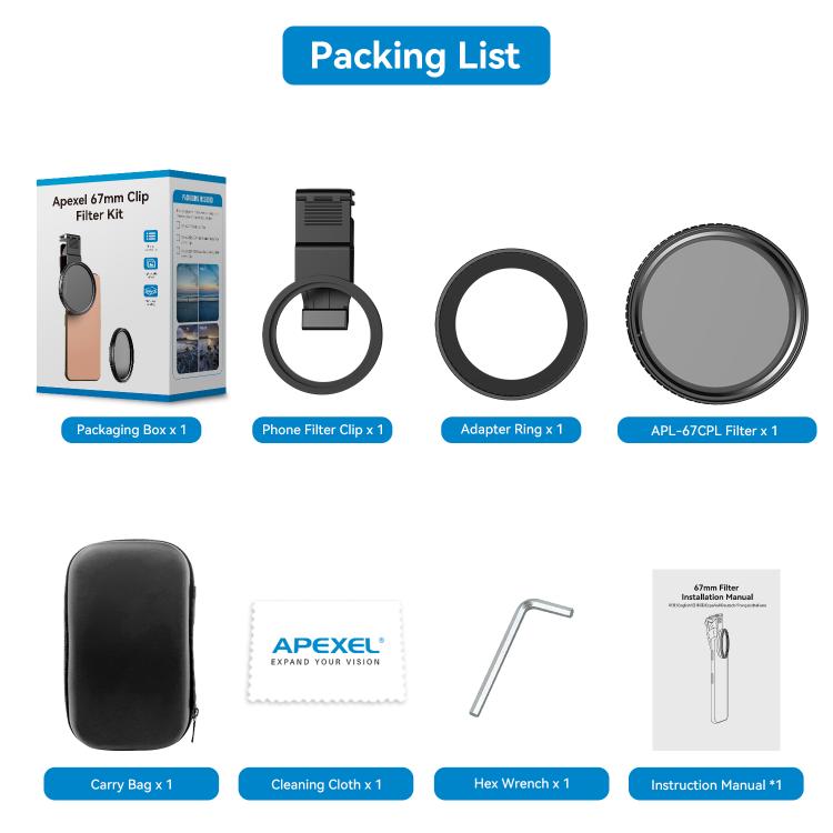 APEXEL APL-67CPL 67mm Cell Phone Photo Filter Adjustable Light Reducing Lens - Others Lens by APEXEL | Online Shopping UK | buy2fix