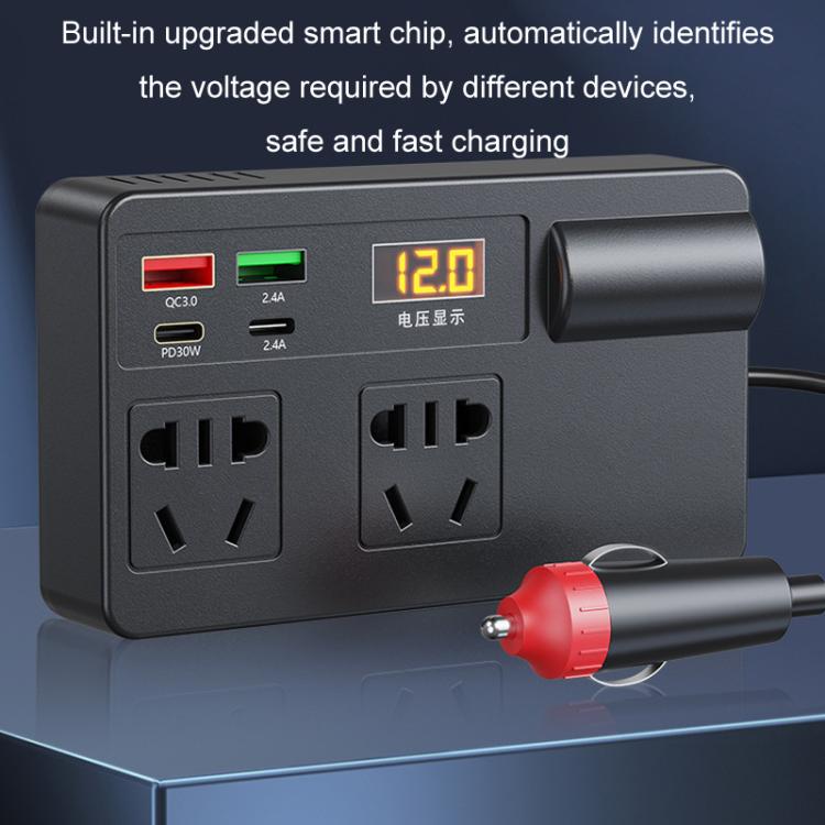 12V24V To 220V Car Multi-Function Inverter Socket Fast Charger(With Digital Display) - Others by buy2fix | Online Shopping UK | buy2fix