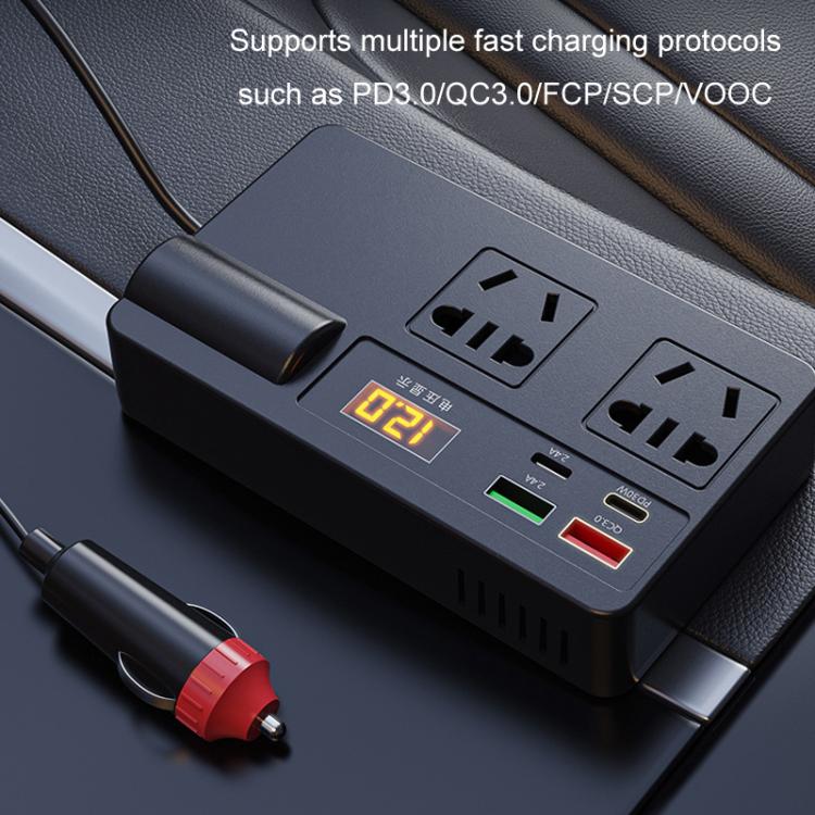 12V24V To 220V Car Multi-Function Inverter Socket Fast Charger(With Digital Display) - Others by buy2fix | Online Shopping UK | buy2fix