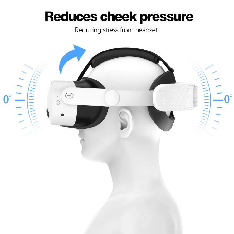 For Meta Quest 3S VR Headset Elite Head Strap Adjustable Comfort Decompression Headband(Gray White) - VR Accessories by buy2fix | Online Shopping UK | buy2fix