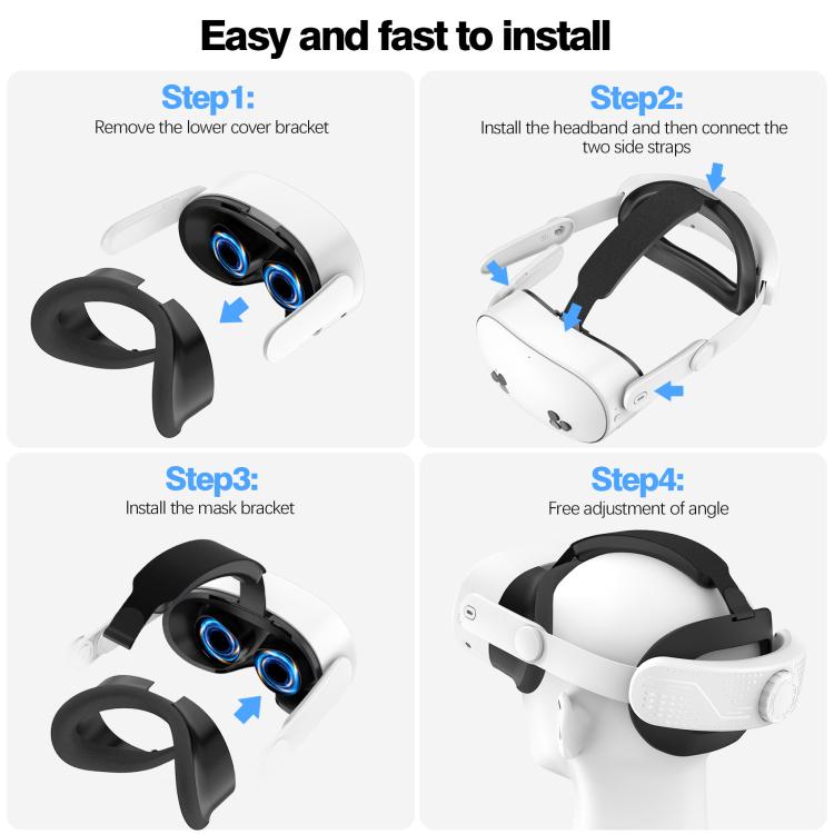 For Meta Quest 3S VR Headset Elite Head Strap Adjustable Comfort Decompression Headband(Gray White) - VR Accessories by buy2fix | Online Shopping UK | buy2fix