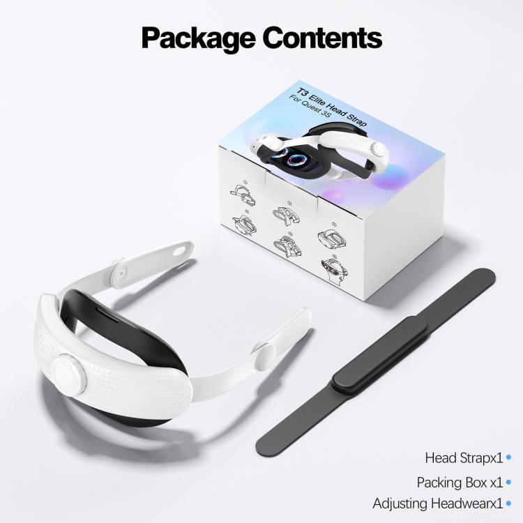 For Meta Quest 3S VR Headset Elite Head Strap Adjustable Comfort Decompression Headband(Gray White) - VR Accessories by buy2fix | Online Shopping UK | buy2fix