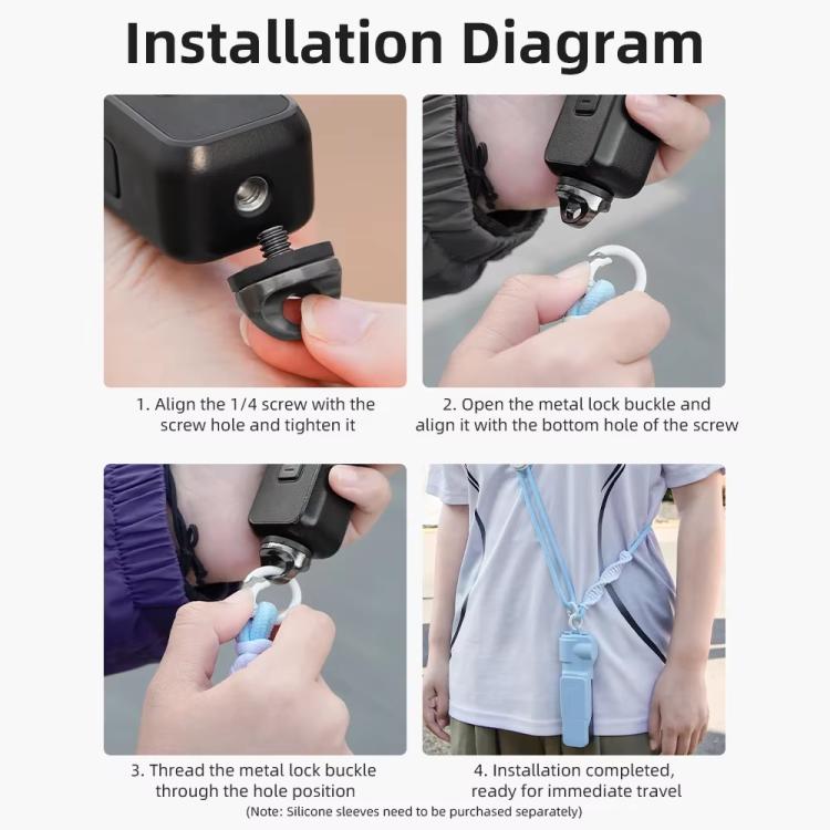BRDRC Sport Camera Lanyard With 1/4 Inch Screw Anti-Lost Crossbody Lanyard(Black Rope Gray Knot) - Camera Strap by BRDRC | Online Shopping UK | buy2fix