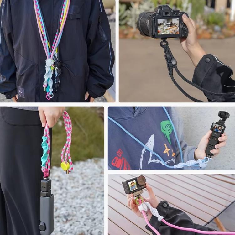 BRDRC Sport Camera Lanyard With 1/4 Inch Screw Anti-Lost Crossbody Lanyard(Black Rope Gray Knot) - Camera Strap by BRDRC | Online Shopping UK | buy2fix