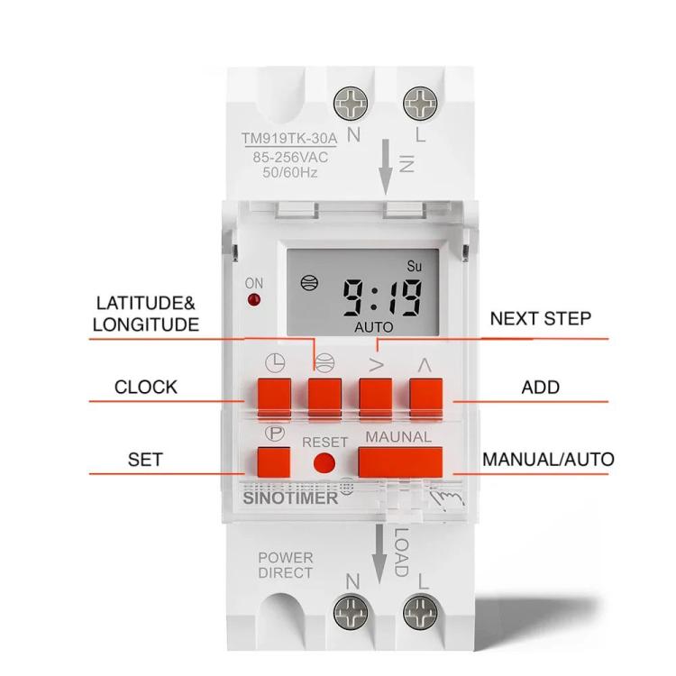 SINOTIMER TM919TK-30A 85-265VAC Astronomical Time Switch For Automatic Calculation Of Sunrise And Sunset In Latitude And Longitude - Switch by SINOTIMER | Online Shopping UK | buy2fix