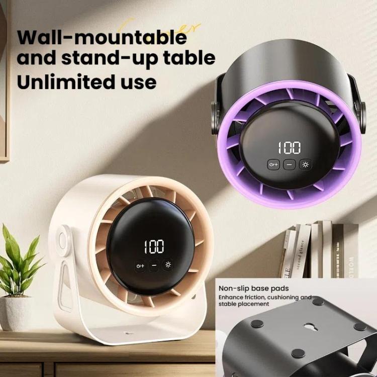 100-Gear High-Speed Circulating Fan Rechargeable Desktop Digital Display Turbo Wall-Mounted Fan, Style: Clip Gray - Electric Fans by buy2fix | Online Shopping UK | buy2fix