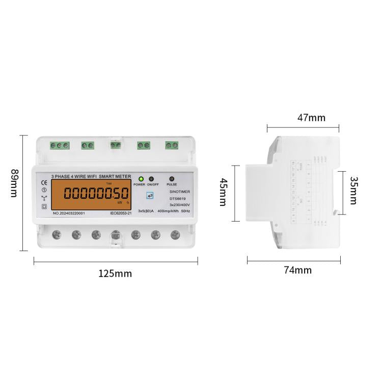 SINOTIMER DTS6619-050 80A With Switch 3-phase Tuya WiFi Energy Meter AC 380V - Energy Saving Timer Socket by SINOTIMER | Online Shopping UK | buy2fix