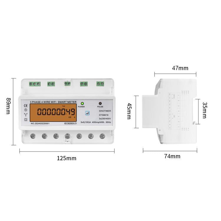SINOTIMER DTS6619-049 100A Without Switch 3-phase Tuya WiFi Energy Meter AC 380V - Energy Saving Timer Socket by SINOTIMER | Online Shopping UK | buy2fix